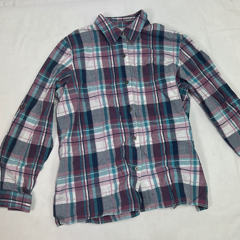 #1908 Alfred Dunner Multi-Colored Plaid Casual Button Up Shirt | Size: 14